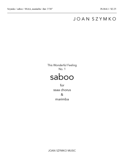 Cover image for This Wonderful Feeling: 1. saboo