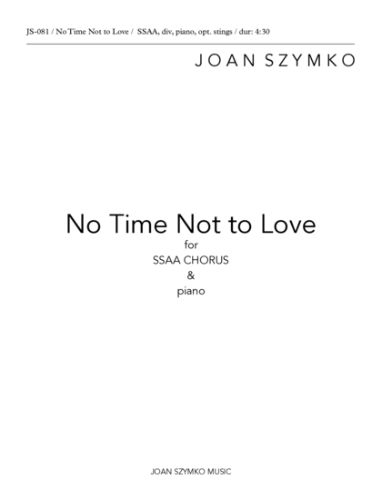 Cover image for No Time Not to Love