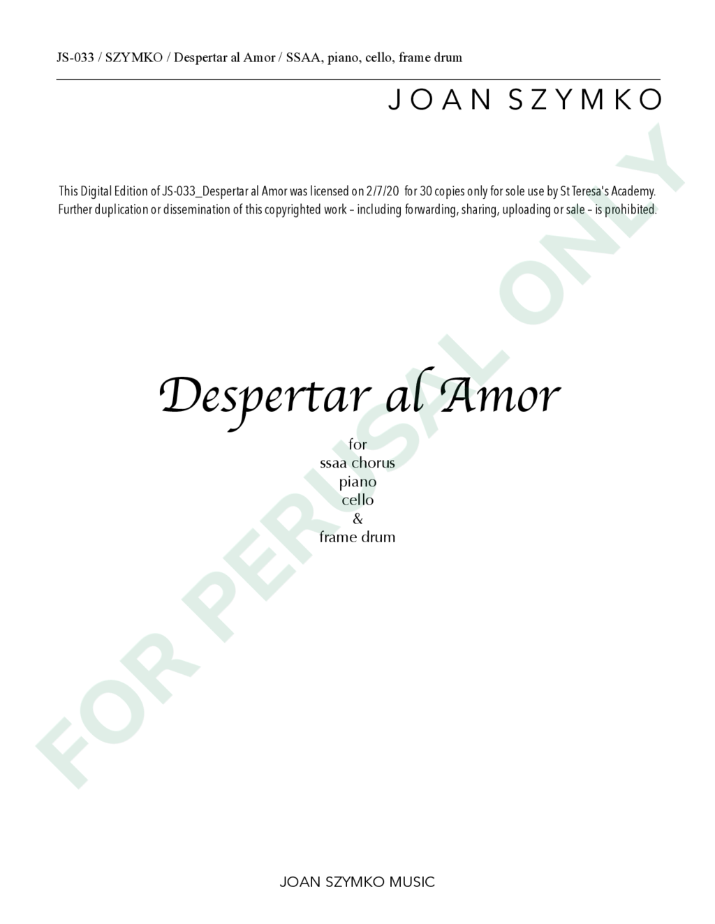 Page 1 of JS-033 score